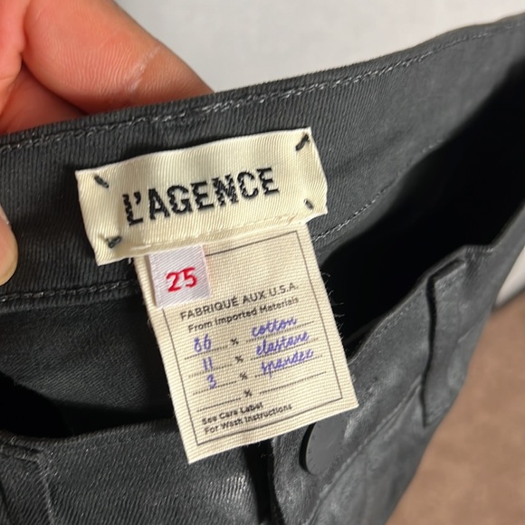 NEW L’AGENCE jeans Alexia high Rise crop Cigarette black coated jeans size 25 - Picture 7 of 16